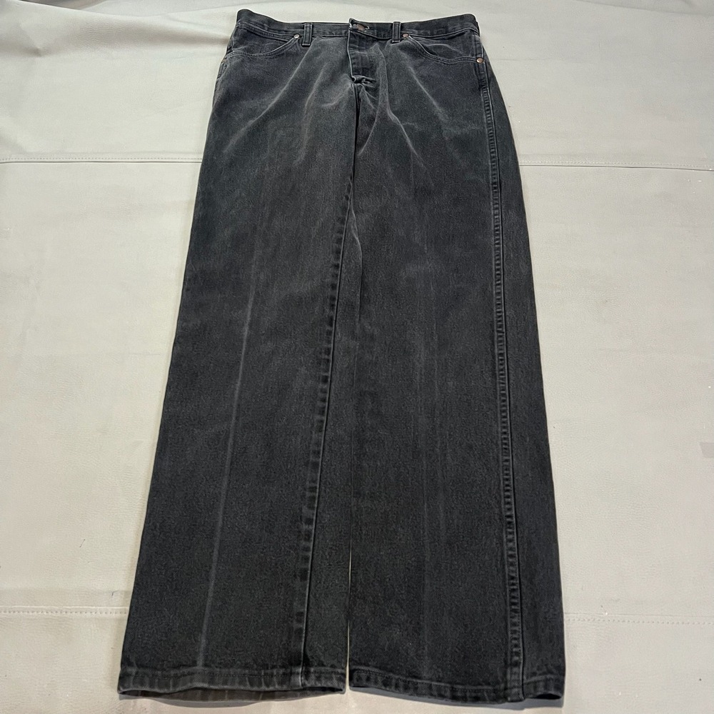 Wrangler Men Jeans 34x34 Dark Wash Straight Leg Bootcut Rodeo Cowboy NFR Western